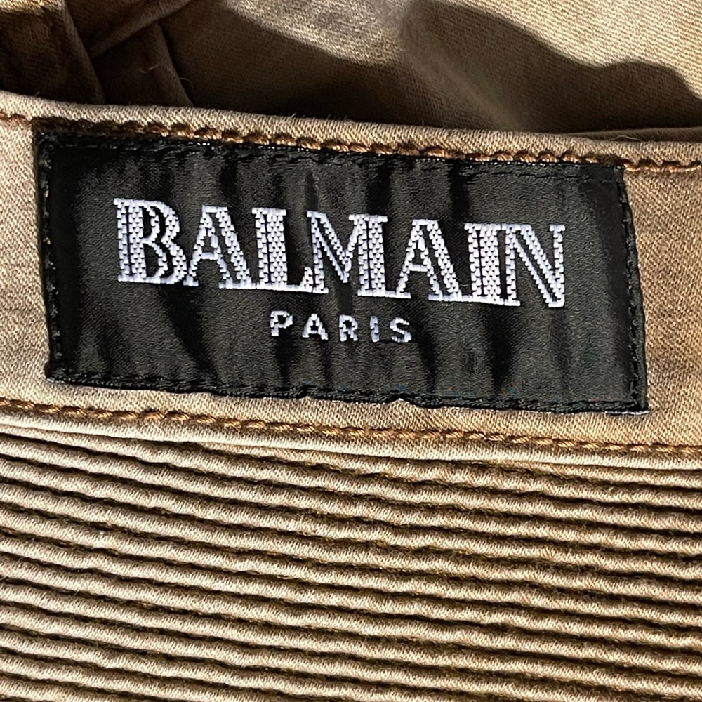 BALMAIN Men’s khaki biker jeans 42